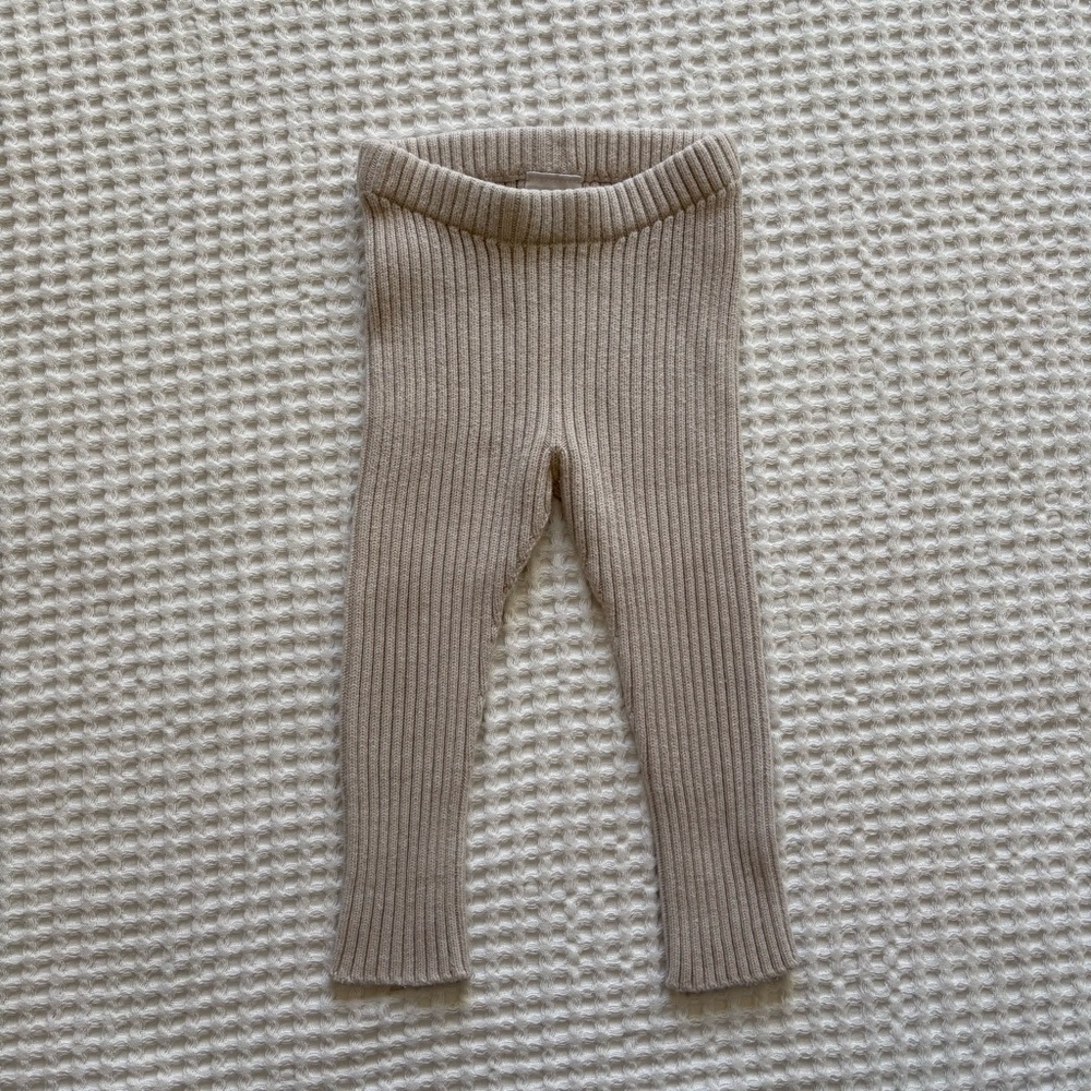 Hanna Andersson Ribbed Sweater Leggings Pants Knit Oatmeal Tan Beige: 6-12M